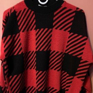 Vintage Cabin Creek Red & Black Plaid Sweater Size Medium